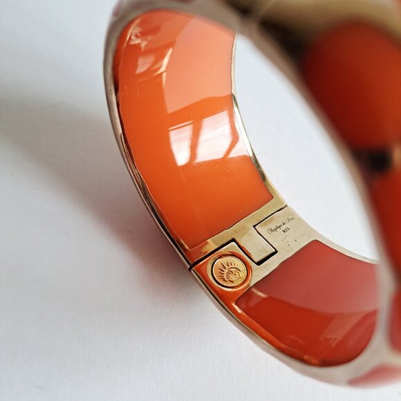 New Angelique De Paris 925 Gold Platted Coral Leopard Print Wide Bracelet - Picture 8 of 16